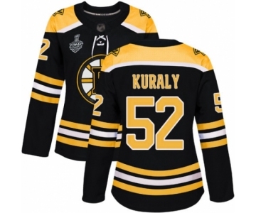 Women's Boston Bruins #52 Sean Kuraly Authentic Black Home 2019 Stanley Cup Final Bound Hockey Jersey