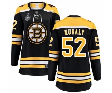 Women's Boston Bruins #52 Sean Kuraly Authentic Black Home Fanatics Branded Breakaway 2019 Stanley Cup Final Bound Hockey Jersey