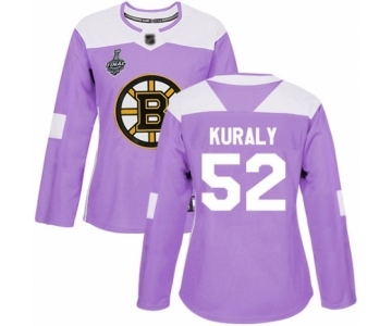 Women's Boston Bruins #52 Sean Kuraly Authentic Purple Fights Cancer Practice 2019 Stanley Cup Final Bound Hockey Jersey