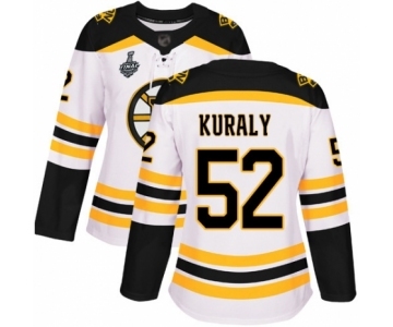 Women's Boston Bruins #52 Sean Kuraly Authentic White Away 2019 Stanley Cup Final Bound Hockey Jersey