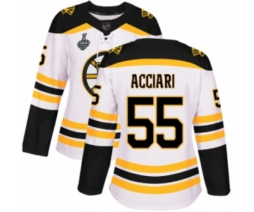 Women's Boston Bruins #55 Noel Acciari Authentic White Away 2019 Stanley Cup Final Bound Hockey Jersey