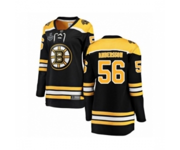 Women's Boston Bruins #56 Axel Andersson Authentic Black Home Fanatics Branded Breakaway 2019 Stanley Cup Final Bound Hockey Jersey