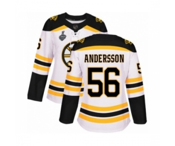 Women's Boston Bruins #56 Axel Andersson Authentic White Away 2019 Stanley Cup Final Bound Hockey Jersey