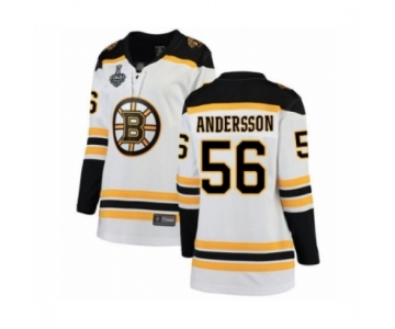 Women's Boston Bruins #56 Axel Andersson Authentic White Away Fanatics Branded Breakaway 2019 Stanley Cup Final Bound Hockey Jersey