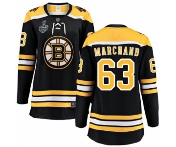 Women's Boston Bruins #63 Brad Marchand Authentic Black Home Fanatics Branded Breakaway 2019 Stanley Cup Final Bound Hockey Jersey