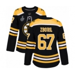 Women's Boston Bruins #67 Jakub Zboril Authentic Black Home 2019 Stanley Cup Final Bound Hockey Jersey