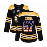 Women's Boston Bruins #67 Jakub Zboril Authentic Black USA Flag Fashion 2019 Stanley Cup Final Bound Hockey Jersey