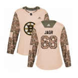 Women's Boston Bruins #68 Jaromir Jagr Authentic Camo Veterans Day Practice Hockey Jersey