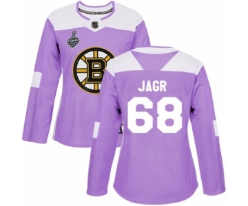 Women's Boston Bruins #68 Jaromir Jagr Authentic Purple Fights Cancer Practice 2019 Stanley Cup Final Bound Hockey Jersey