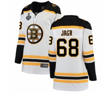 Women's Boston Bruins #68 Jaromir Jagr Authentic White Away Fanatics Branded Breakaway 2019 Stanley Cup Final Bound Hockey Jersey