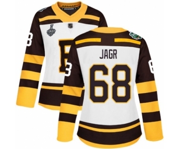 Women's Boston Bruins #68 Jaromir Jagr Authentic White Winter Classic 2019 Stanley Cup Final Bound Hockey Jersey