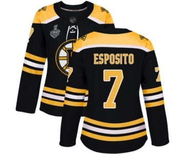 Women's Boston Bruins #7 Phil Esposito Authentic Black Home 2019 Stanley Cup Final Bound Hockey Jersey