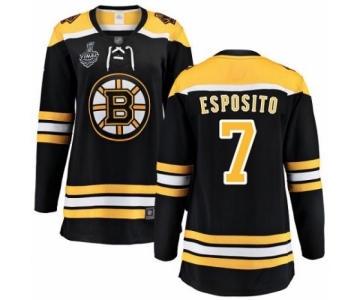 Women's Boston Bruins #7 Phil Esposito Authentic Black Home Fanatics Branded Breakaway 2019 Stanley Cup Final Bound Hockey Jersey