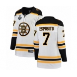 Women's Boston Bruins #7 Phil Esposito Authentic White Away Fanatics Branded Breakaway 2019 Stanley Cup Final Bound Hockey Jersey