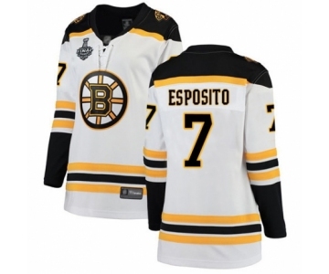 Women's Boston Bruins #7 Phil Esposito Authentic White Away Fanatics Branded Breakaway 2019 Stanley Cup Final Bound Hockey Jersey