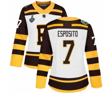 Women's Boston Bruins #7 Phil Esposito Authentic White Winter Classic 2019 Stanley Cup Final Bound Hockey Jersey