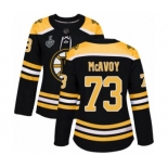 Women's Boston Bruins #73 Charlie McAvoy Authentic Black Home 2019 Stanley Cup Final Bound Hockey Jersey