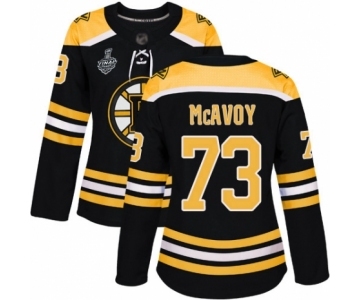 Women's Boston Bruins #73 Charlie McAvoy Authentic Black Home 2019 Stanley Cup Final Bound Hockey Jersey