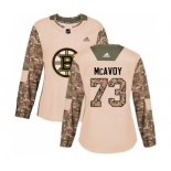 Women's Boston Bruins #73 Charlie McAvoy Authentic Camo Veterans Day Practice Hockey Jersey