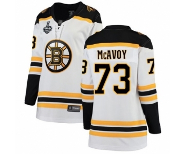 Women's Boston Bruins #73 Charlie McAvoy Authentic White Away Fanatics Branded Breakaway 2019 Stanley Cup Final Bound Hockey Jersey