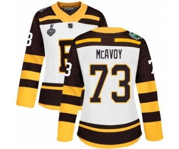 Women's Boston Bruins #73 Charlie McAvoy Authentic White Winter Classic 2019 Stanley Cup Final Bound Hockey Jersey