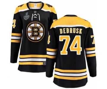 Women's Boston Bruins #74 Jake DeBrusk Authentic Black Home Fanatics Branded Breakaway 2019 Stanley Cup Final Bound Hockey Jersey