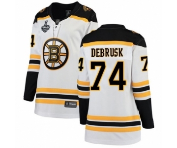 Women's Boston Bruins #74 Jake DeBrusk Authentic White Away Fanatics Branded Breakaway 2019 Stanley Cup Final Bound Hockey Jersey