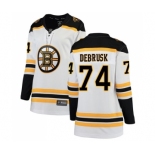 Women's Boston Bruins #74 Jake DeBrusk Authentic White Away Fanatics Branded Breakaway Hockey Jersey