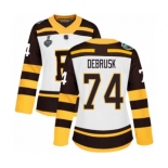 Women's Boston Bruins #74 Jake DeBrusk Authentic White Winter Classic 2019 Stanley Cup Final Bound Hockey Jersey