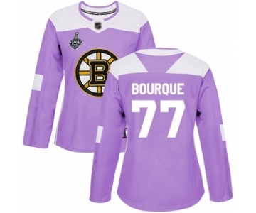 Women's Boston Bruins #77 Ray Bourque Authentic Purple Fights Cancer Practice 2019 Stanley Cup Final Bound Hockey Jersey