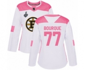 Women's Boston Bruins #77 Ray Bourque Authentic White Pink Fashion 2019 Stanley Cup Final Bound Hockey Jersey