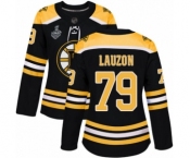 Women's Boston Bruins #79 Jeremy Lauzon Authentic Black Home 2019 Stanley Cup Final Bound Hockey Jersey