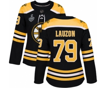 Women's Boston Bruins #79 Jeremy Lauzon Authentic Black Home 2019 Stanley Cup Final Bound Hockey Jersey