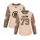 Women's Boston Bruins #79 Jeremy Lauzon Authentic Camo Veterans Day Practice Hockey Jersey