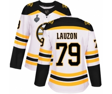 Women's Boston Bruins #79 Jeremy Lauzon Authentic White Away 2019 Stanley Cup Final Bound Hockey Jersey