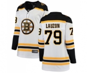 Women's Boston Bruins #79 Jeremy Lauzon Authentic White Away Fanatics Branded Breakaway Hockey Jersey