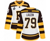 Women's Boston Bruins #79 Jeremy Lauzon Authentic White Winter Classic 2019 Stanley Cup Final Bound Hockey Jersey