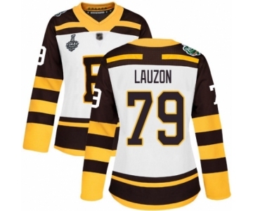 Women's Boston Bruins #79 Jeremy Lauzon Authentic White Winter Classic 2019 Stanley Cup Final Bound Hockey Jersey