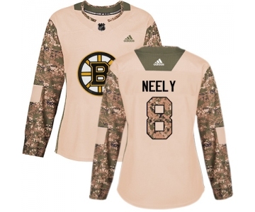 Women's Boston Bruins #8 Cam Neely Authentic Camo Veterans Day Practice Hockey Jersey