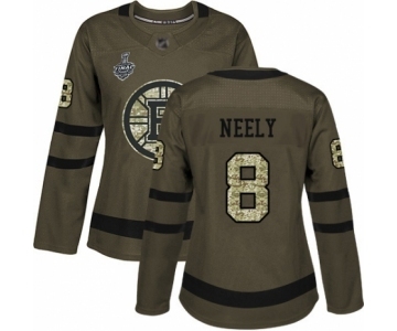 Women's Boston Bruins #8 Cam Neely Authentic Green Salute to Service 2019 Stanley Cup Final Bound Hockey Jersey