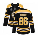 Women's Boston Bruins #86 Kevan Miller Authentic Black Home 2019 Stanley Cup Final Bound Hockey Jersey