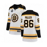 Women's Boston Bruins #86 Kevan Miller Authentic White Away Fanatics Branded Breakaway 2019 Stanley Cup Final Bound Hockey Jersey