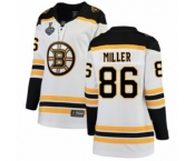 Women's Boston Bruins #86 Kevan Miller Authentic White Away Fanatics Branded Breakaway 2019 Stanley Cup Final Bound Hockey Jersey