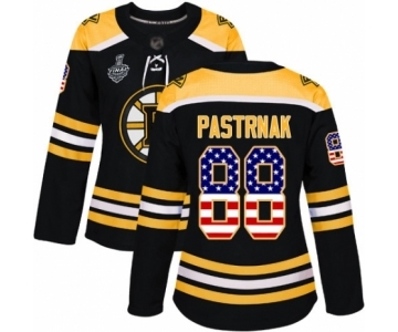 Women's Boston Bruins #88 David Pastrnak Authentic Black USA Flag Fashion 2019 Stanley Cup Final Bound Hockey Jersey