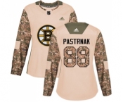 Women's Boston Bruins #88 David Pastrnak Authentic Camo Veterans Day Practice Hockey Jersey