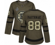 Women's Boston Bruins #88 David Pastrnak Authentic Green Salute to Service 2019 Stanley Cup Final Bound Hockey Jersey