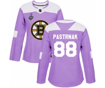 Women's Boston Bruins #88 David Pastrnak Authentic Purple Fights Cancer Practice 2019 Stanley Cup Final Bound Hockey Jersey