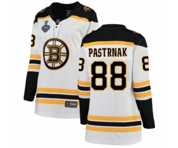 Women's Boston Bruins #88 David Pastrnak Authentic White Away Fanatics Branded Breakaway 2019 Stanley Cup Final Bound Hockey Jersey