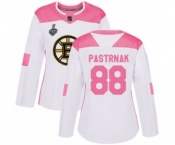 Women's Boston Bruins #88 David Pastrnak Authentic White Pink Fashion 2019 Stanley Cup Final Bound Hockey Jersey