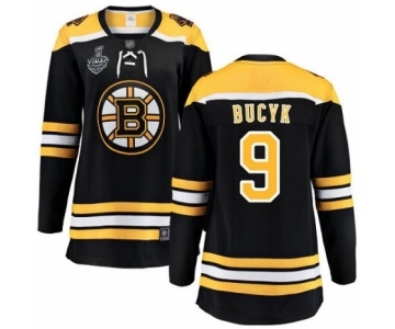 Women's Boston Bruins #9 Johnny Bucyk Authentic Black Home Fanatics Branded Breakaway 2019 Stanley Cup Final Bound Hockey Jersey